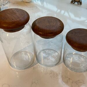 Vintage Teak Wood Canisters